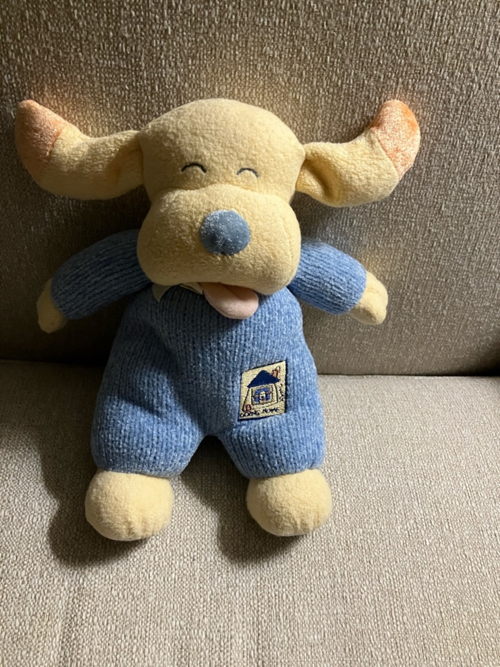 Carter's Cream and Blue Plush Puppy Stuffed Animal